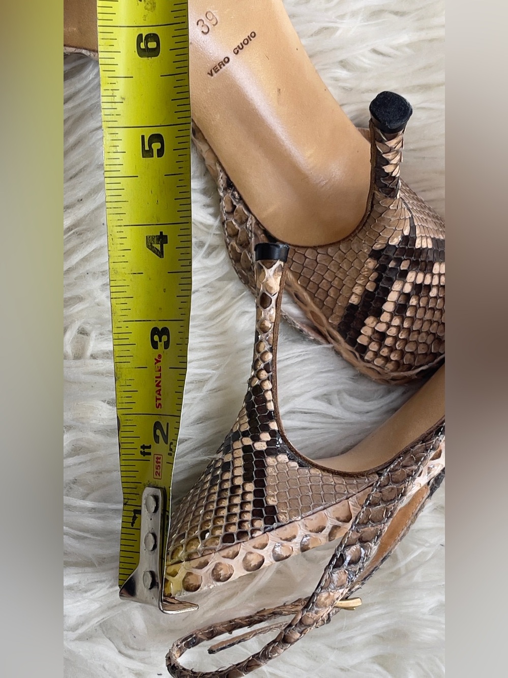 Prada Beige & Brown Snakeskin-Pattern Strappy Sandals - Picture 5 of 10